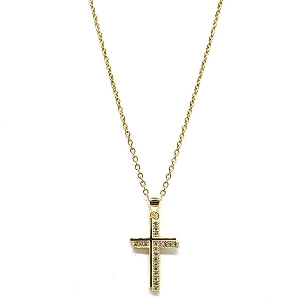 CROSS PENDANT STAINLESS STEEL NECKLACE