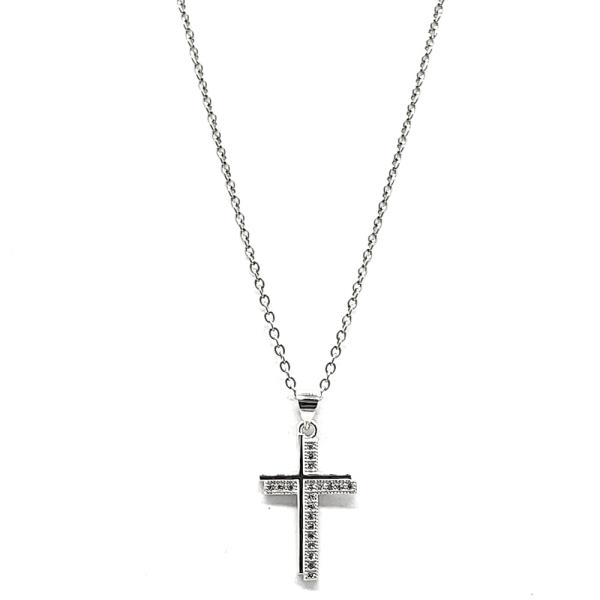 CROSS PENDANT STAINLESS STEEL NECKLACE