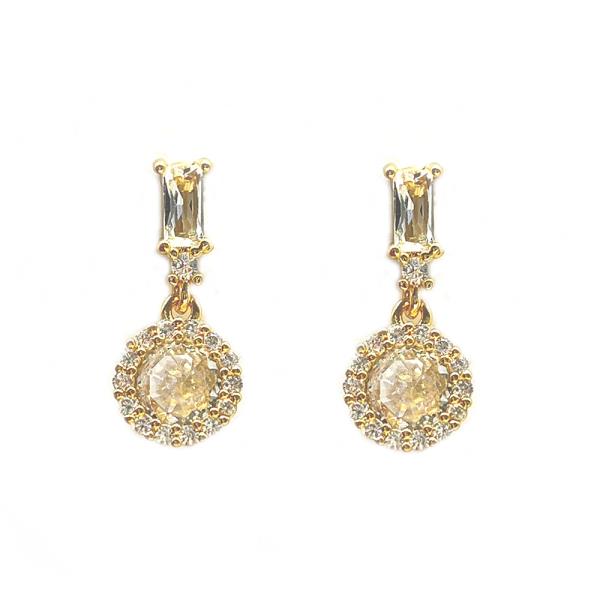 ROUND CZ CLIP DROP EARRING