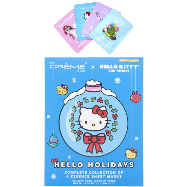 THE CREME SHOP X HELLO KITTY AND FRIENDS HELLO HOLIDAYS COMPLETE COLLECTION 4 ESSENCE SHEET MASKS SET