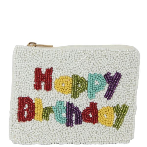 SEED BEAD HAPPY BIRTHDAY COIN PURSE BAG