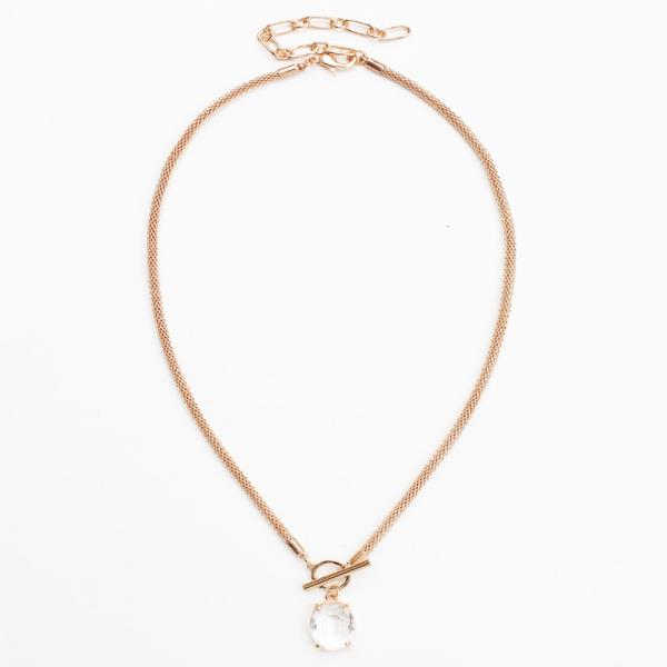 OVAL CRYSTAL TOGGLE CLASP NECKLACE