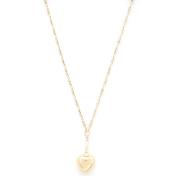 PUFFY HEART Y SHAPE NECKLACE