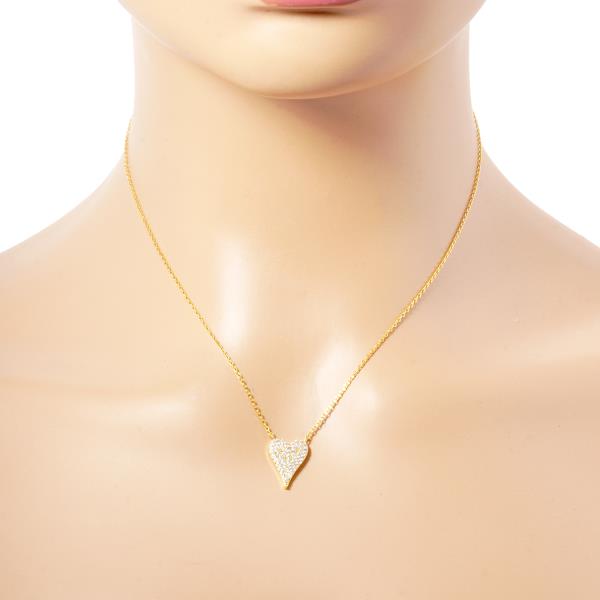 GOLD DIPPED CZ HEART PENDANT DAINTY NECKLACE