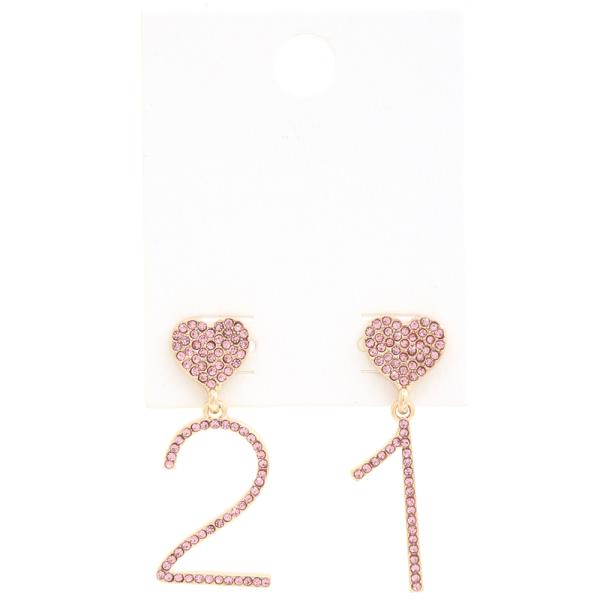 RHINESTONE HEART 2 1 DANGLE EARRING