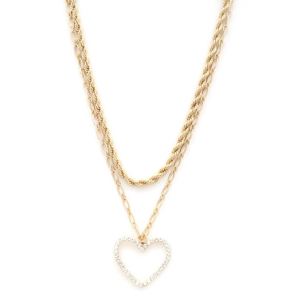 SODAJO HEART ROPE LINK LAYERED NECKLACE