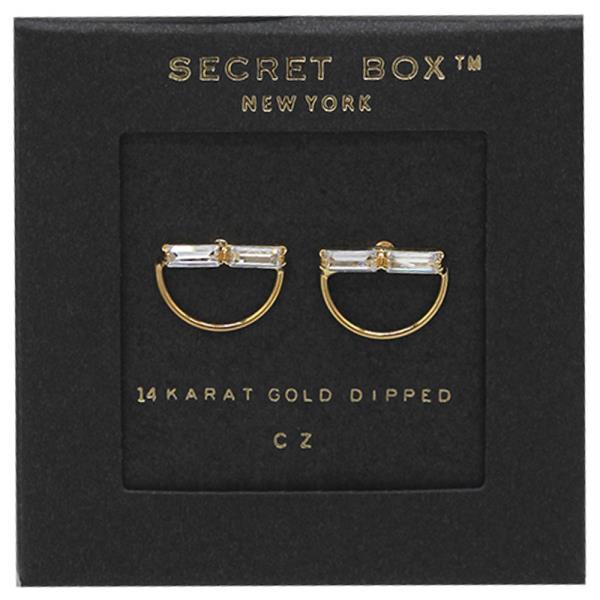 SECRET BOX 14K GOLD DIPPED CZ EARRING