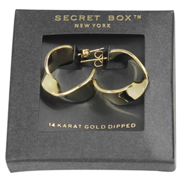 SECRET BOX 14K GOLD DIPPED TWIST METAL HOOP EARRING