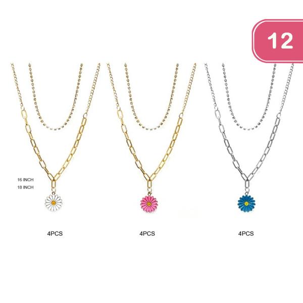 FASHION DAISY TWO LAYER NECKLACE (12UNITS)
