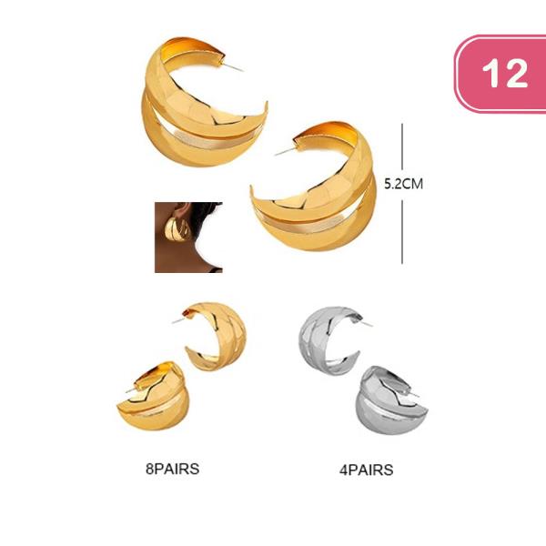 FASHION TWO LAYER HOOP EARRING (12UNITS)