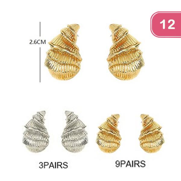 FASHION SPIRAL CONCH STUD EARRING (12UNTIS)