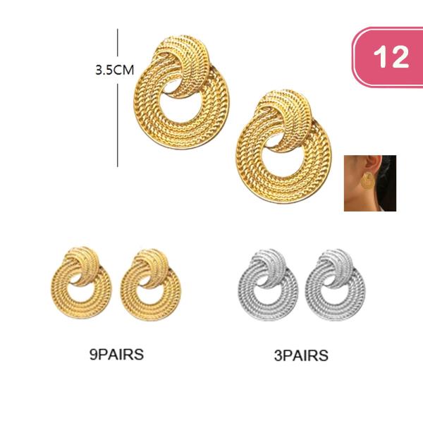 FASHION TEXTURED ROUND EARRING (12UNITS)
