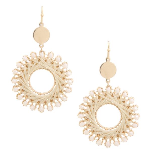 THREAD WRAPPED CIRCLE COIN DANGLE EARRING