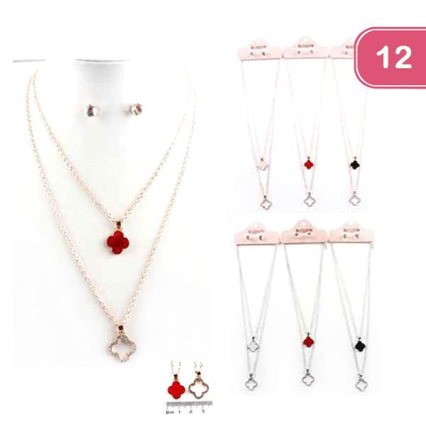 FASHION TWO LAYER CLOVER NECKLACE (12UNITS)