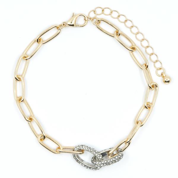 RHINESTONE OVAL LINK BRACELET