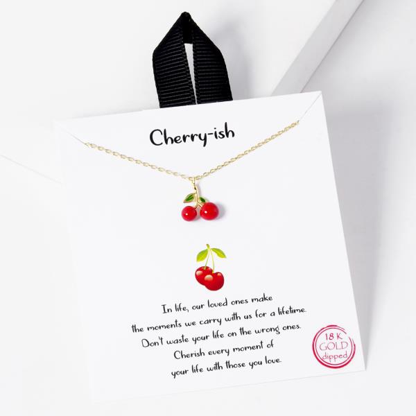 18K GOLD RHODIUM DIPPED CHERRY-ISH PENDANT NECKLACE