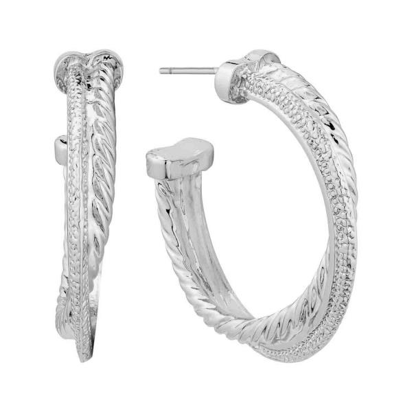 METAL TEXTURE 30MM HOOP EARRINGS