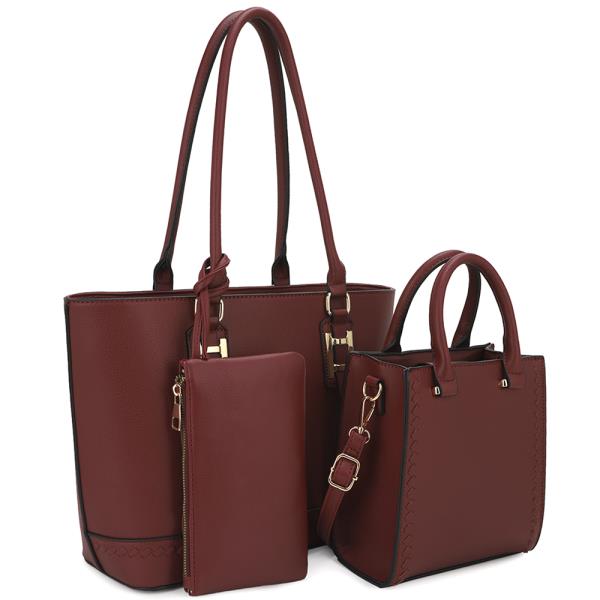 3IN1 SHOULDER TOTE WITH CROSSBODY HANDLE AND CLUTCH SET