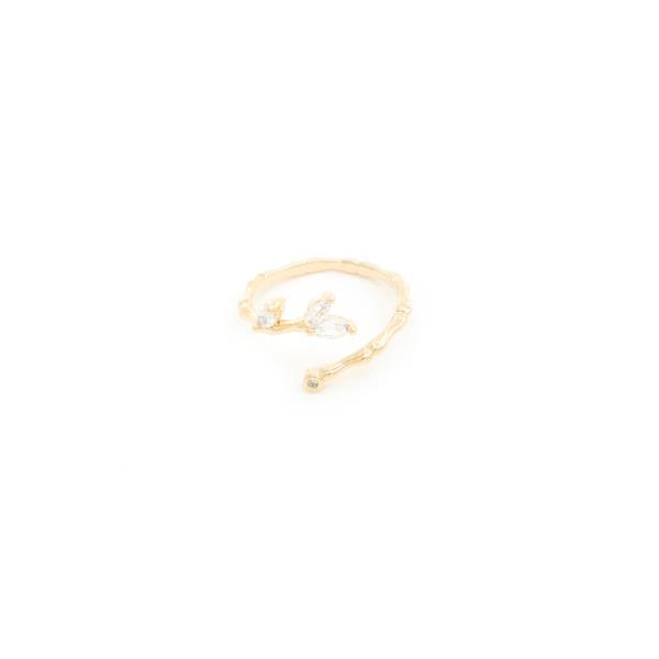 SODAJO LEAF CZ ADJUSTABLE GOLD DIPPED RING