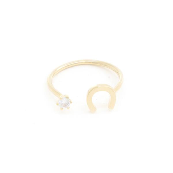 SODAJO HORSE SHOE CZ ADJUSTABLE GOLD DIPPED RING