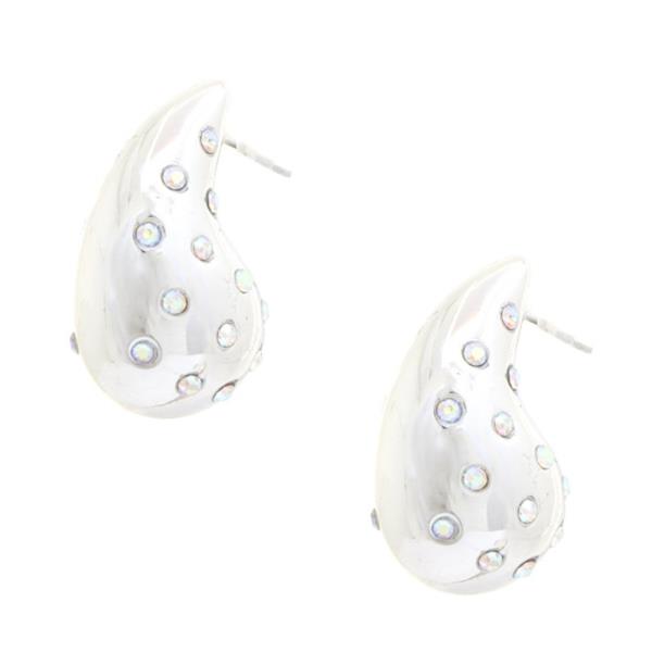 TEARDROP DOME RHINESTONE EARRING