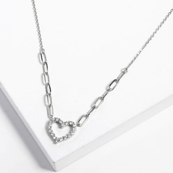 HEART CHARM OVAL LINK GOLD DIPPED NECKLACE