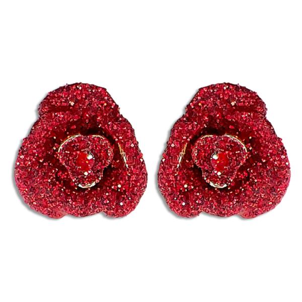 CRYSTAL FLORAL ROSE POST EARRING