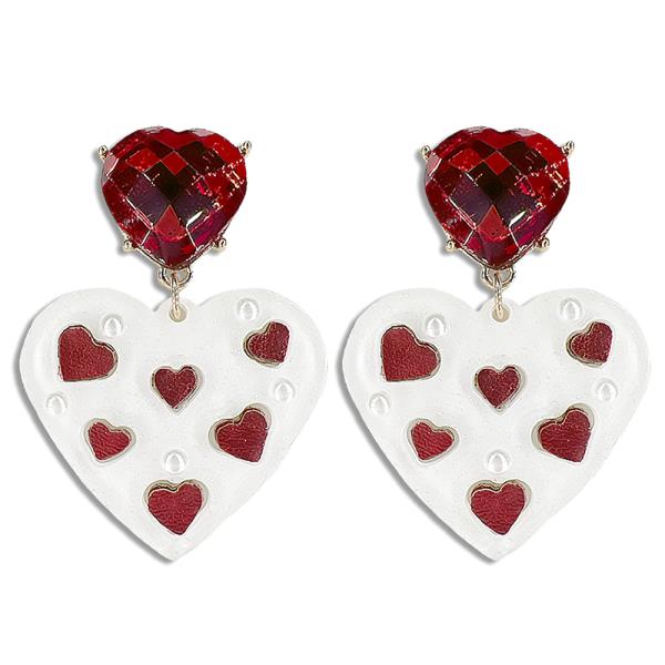 HEARTS CRYSTAL DANGLE POST EARRING