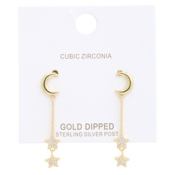 CRESCENT MOON STARCZ GOLD DIPPED EARRING