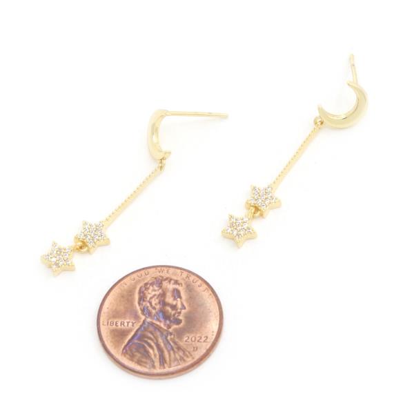 CRESCENT MOON STARCZ GOLD DIPPED EARRING