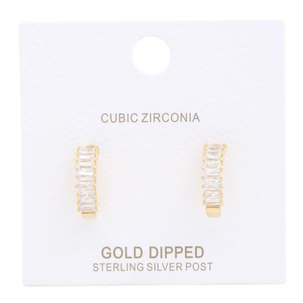 GOLD DIPPED CRESCENT CZ EARRING