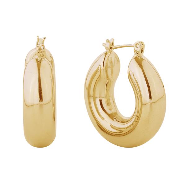 14K GOLD/WHITE GOLD DIPPED DAILY CHUNKY HOOP POST EARRINGS