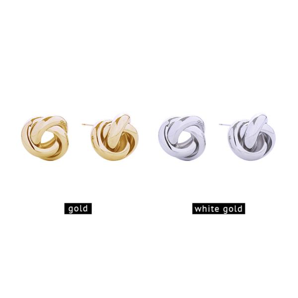 14K GOLD/WHITE GOLD DIPPED LOVE KNOT POST EARRINGS