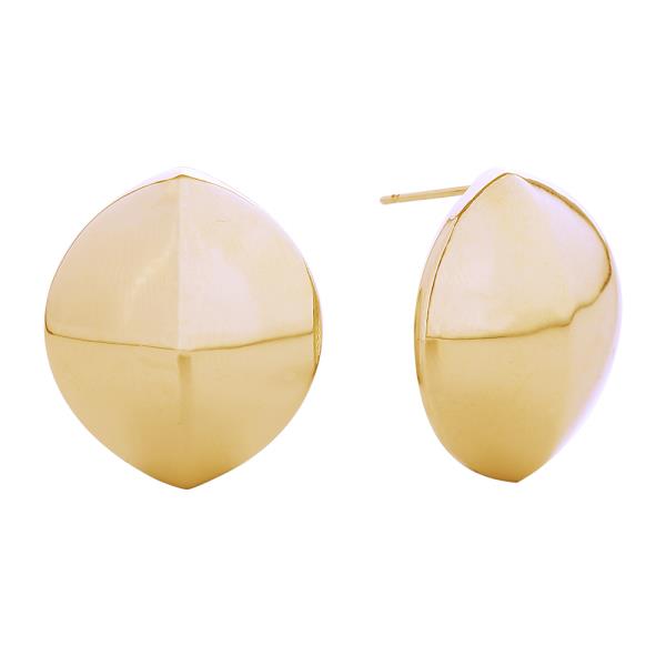 14K GOLD/WHITE GOLD DIPPED OVAL CONVEX POST EARRINGS