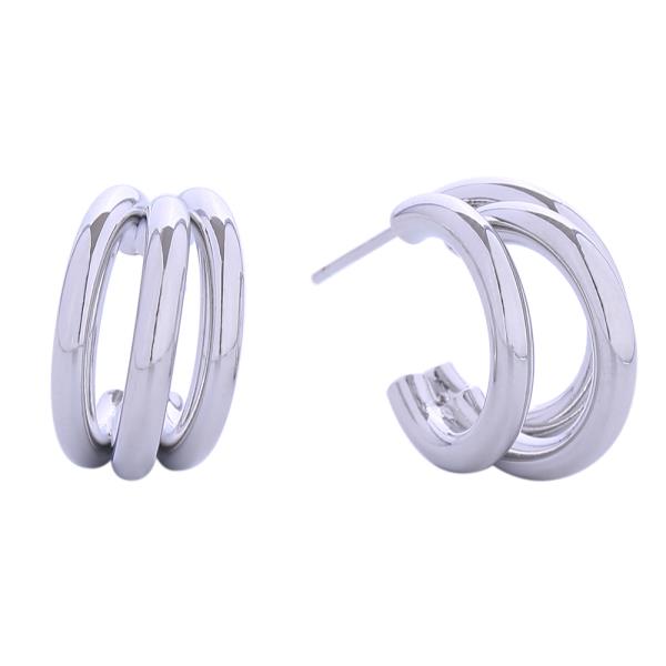 14K GOLD/WHITE GOLD DIPPED TRIPLE HOOP TANGO POST EARRINGS