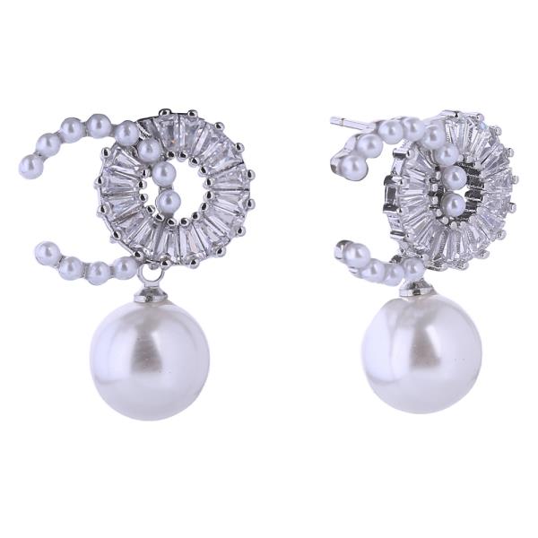 14K GOLD/WHITE GOLD DIPPED 0-C PEARL DROP POST EARRINGS