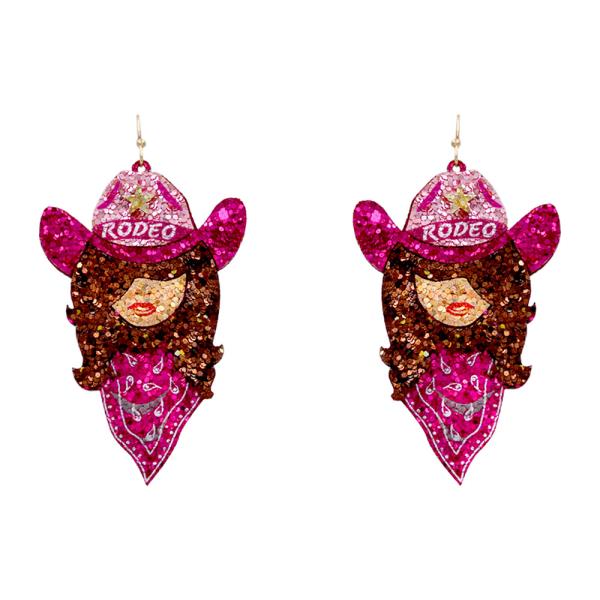 GLITTER RODEO GIRL DANGLE EARRING