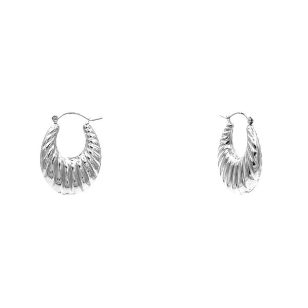 LINED OVAL METAL EARRING