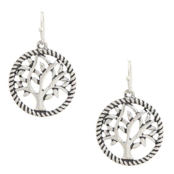 TREE ROUND METAL EARRING