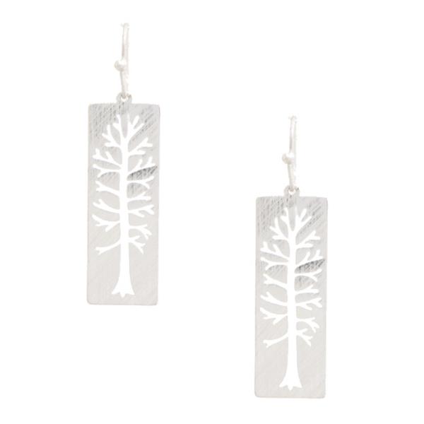 CUT OUT TREE RECTANGLE METAL EARRING