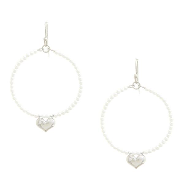 HEART CZ BEADED ROUND DANGLE EARRING