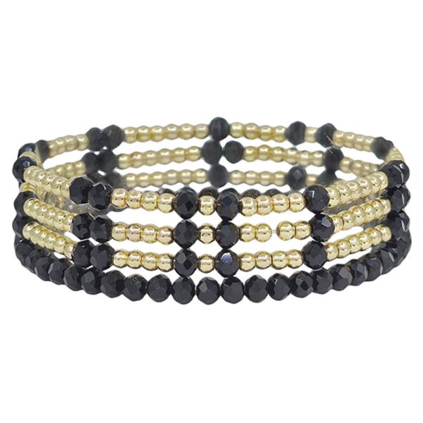 4 SET GLASS BEADS & CCB BRACELET