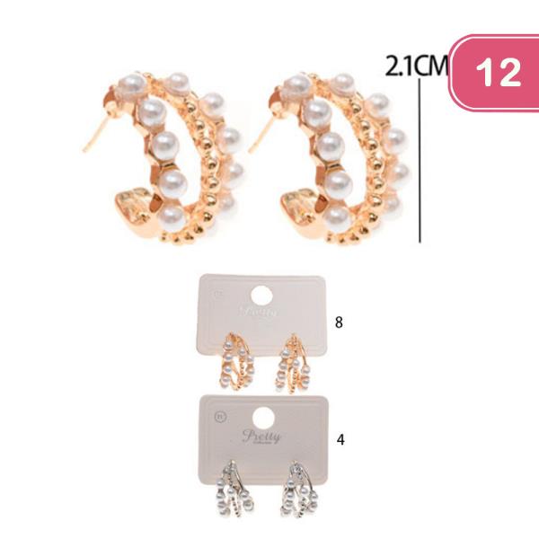 DOUBLE LAYER PEARL EARRING (12 UNITS)