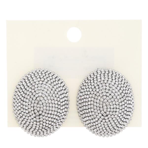 OVAL RHINESTONE DOME EARRING