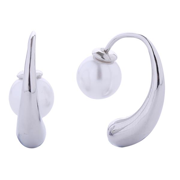 14K GOLD/WHITE GOLD DIPPED PRINCE RUBERT DROP PEARL EARRINGS