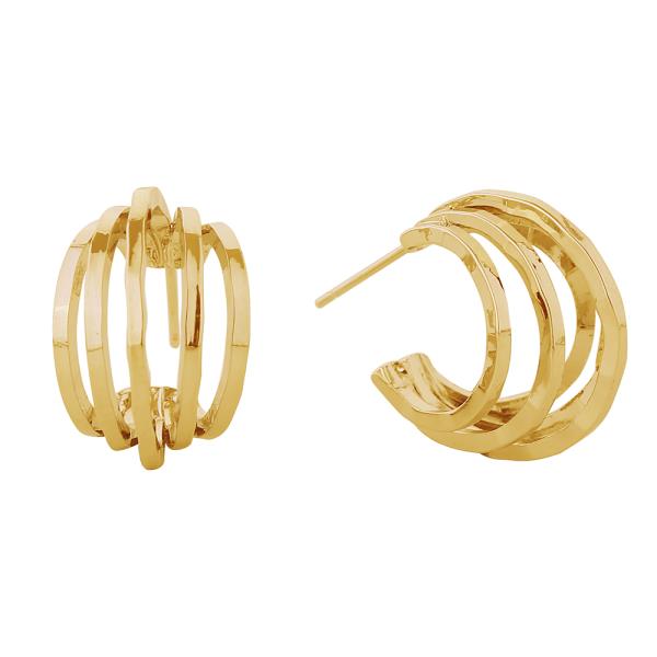 14K GOLD/WHITE GOLD DIPPED QUINTUPLE CIRCLE POST EARRINGS