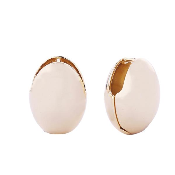 14K GOLD/WHITE GOLD DIPPED OVAL DOME HUGGIE EARRINGS