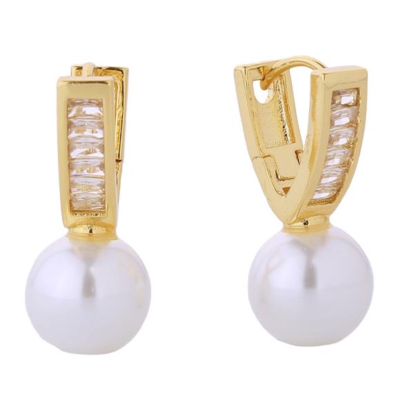 14K GOLD/WHITE GOLD DIPPED BRIDEMAIDS PEARL DROP EARRINGS