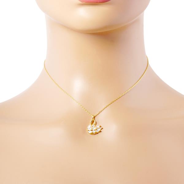 GOLD DIPPED CZ SWAN METAL CHAIN NECKLACE