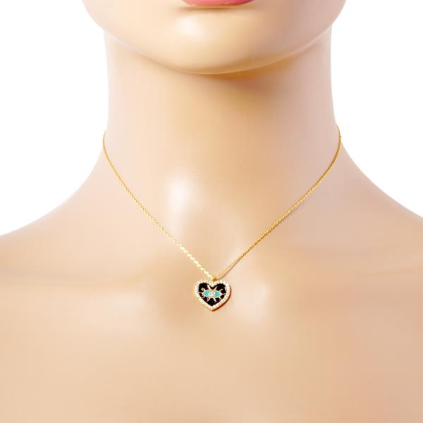 GOLD DIPPED CZ EVIL EYE HEART METAL CHAIN NECKLACE